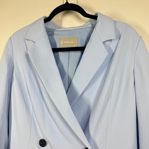 Everlane Light Blue Double Breasted Career Relaxed Fit Blazer Size 6 - Picture 4 of 16